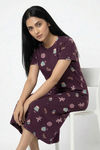 Zivame Farm Lore Knit Cotton Mid Length Nightdress - Plum Purple — thumbnail 3